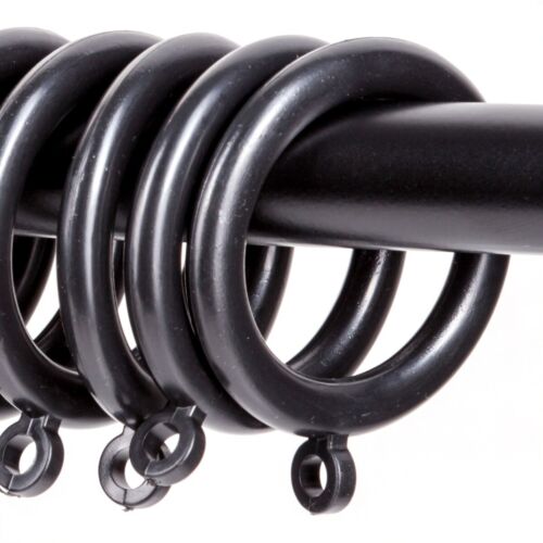 20 BLACK CURTAIN RINGS 37mm to 50mm Pole Plastic Hanging Eyelet Drape Small Hoop - Picture 1 of 3