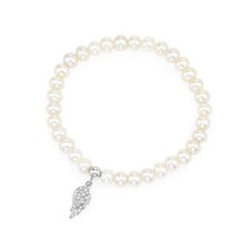 Bracciale Amen in perle con ala d'angelo in argento e cristalli ref. BRPW