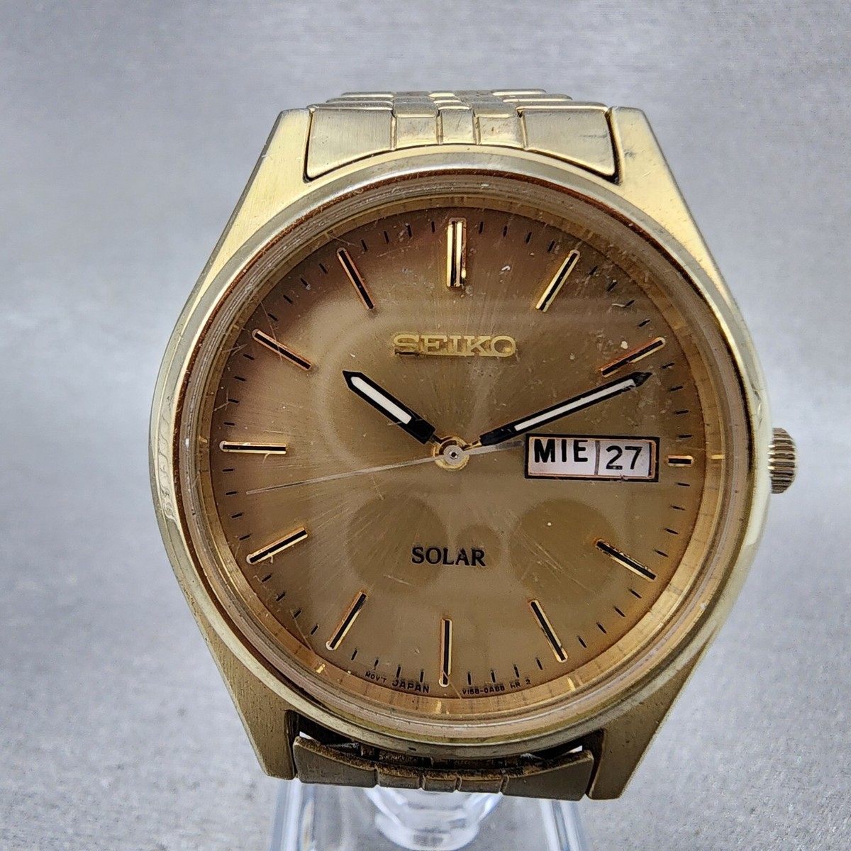 SEIKO セイコー SOLRA ソーラー V158-0AA0 腕時計 Pre-owned, Seiko Solar V158-0AA0 two-tone watch with date