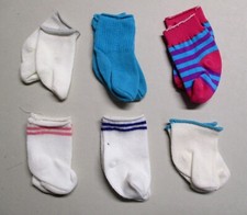 American Girl Doll Socks Lot 1 Stripe White Teal 6 Pairs