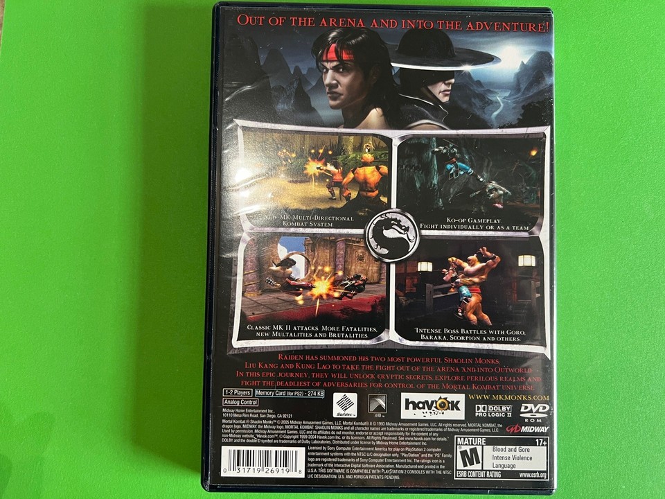 Mortal Kombat Shaolin Monks (PlayStation 2) CIB Video Game w/ Case