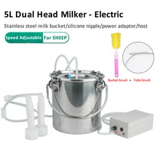 5L Goat Milking Machine Electric Speed Adjustable Vacuum Dual Head Milker Sheep