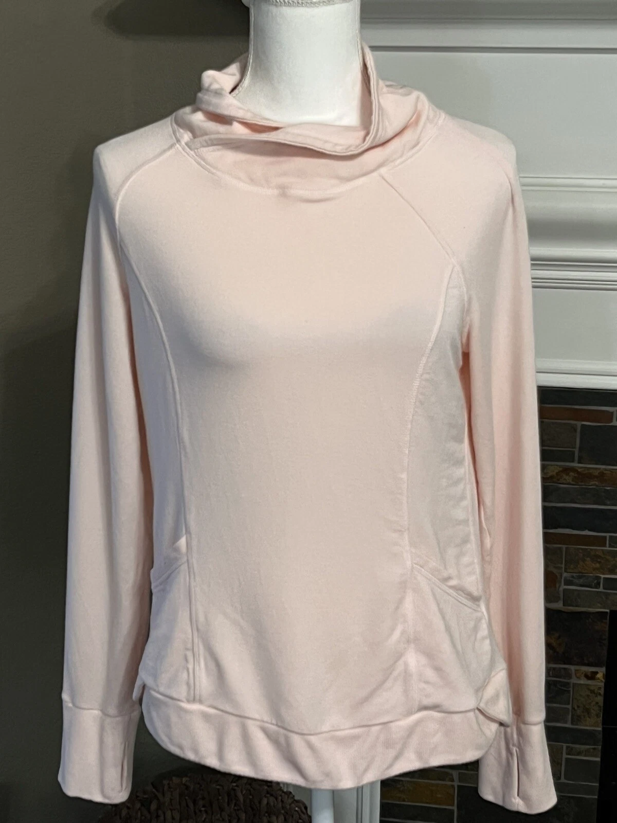 yogalicious long sleeve tunic pockets thumb holes knit active shirt