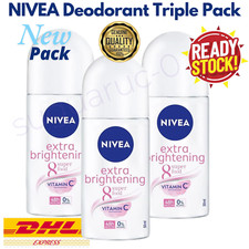 3 x 50ml NIVEA Extra Whitening Deodorant Underarm Roll-on 8 Super Food Nutrients