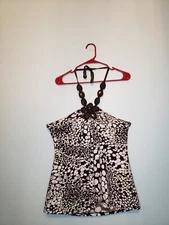 Inc International Concepts Women's Sz L Halter Top Studded Brown Sleeveless NWT