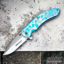 7" Pocket Knife Heart Knife Collection Knife EDC Folding Knife w/ Belt Clip