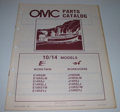 Parts Catalog OMC Ersatzteilkatalog 10 / 14 Models Worktwin / Workhorse 3/1983!