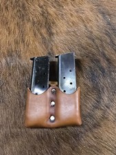 Leather 1911 45 acp double magazine pouch holder Hand Made In The USA.