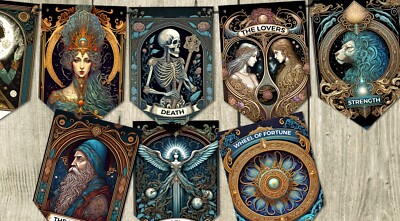 Tarot Card Style Bunting & Ribbon Pagan Wiccan Party Room Decoration ...