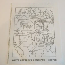 Artcraft Concepts Needlepoint Canvas Only 870772 Reflection Waterwheel 1978 VTG