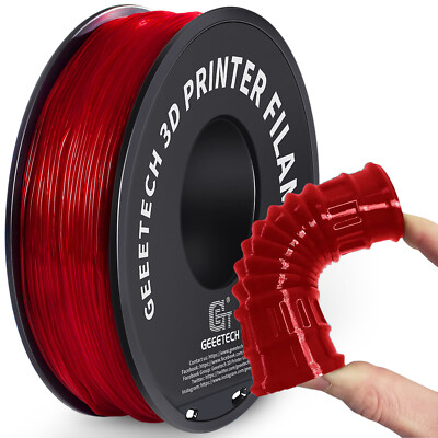 1kg Transparent Red Geeetech TPU Filament 1.75mm For FDM 3D Printer 95A Flexible