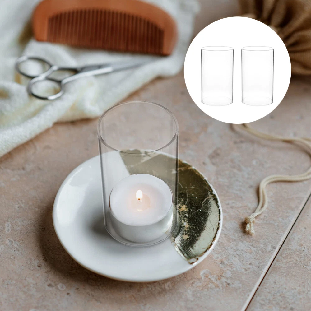 2pcs clear glass lamp shade Chimney Tube Sleeves Glass Cylinder Candle Holder