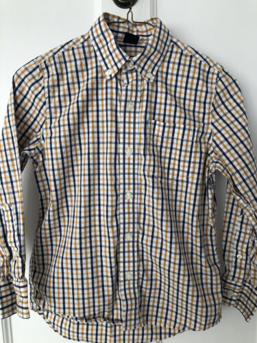 GapKids Boys Plaid Blue/Gold Button Down Shirt Size Med (8) - Picture 1 of 5
