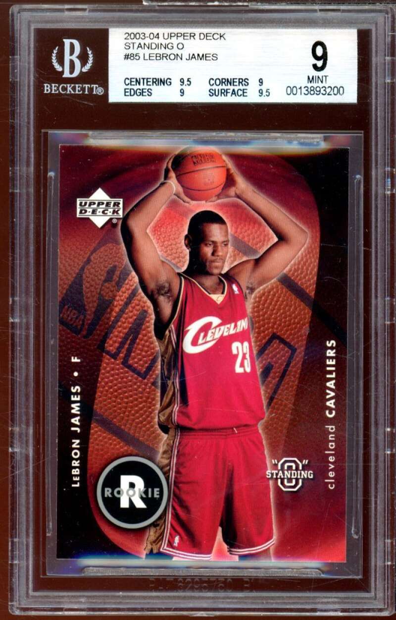 LeBron James Rookie Card 2003-04 Upper Deck Standing O #85 BGS 9 (9.5 9 9 9.5)