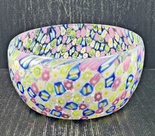 Murrina ciotola vetro millefiori tonda con murrine colorate h 6 x 12 ø