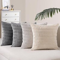 Topfinel 4Er Set Kissenbezug 35X35Cm Grau Kordsamt Sofa Wohnzimmer