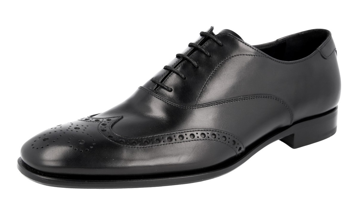 靴 PRADA SPORT wing tip leather shoes black AUTH PRADA WINGTIP FULL BROGUE OXFORD SHOES 2EB157 BLACK US 11.5