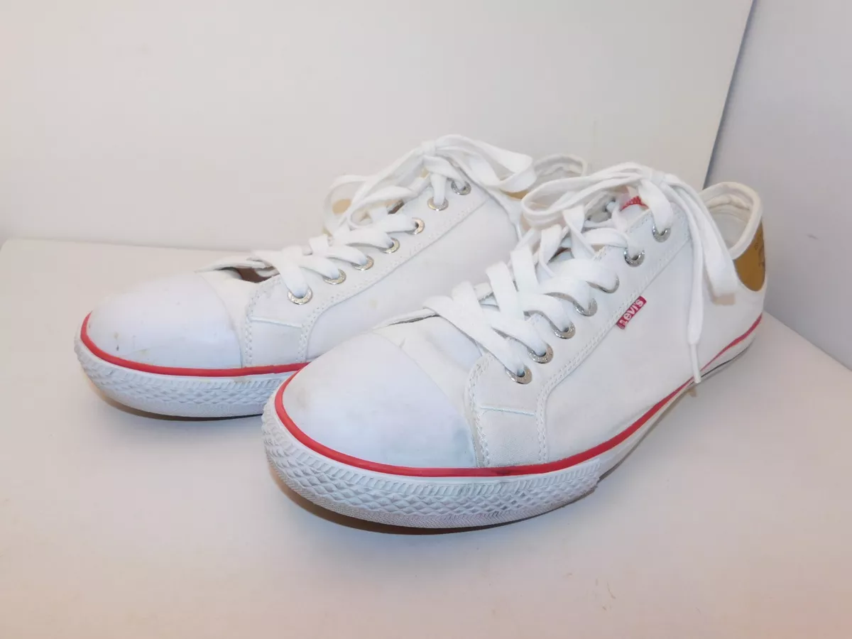 Mens Levi&#039;s Shoes White Canvas Sneaker 719717 Men&#039;s Sz 13 Converse Style | eBay