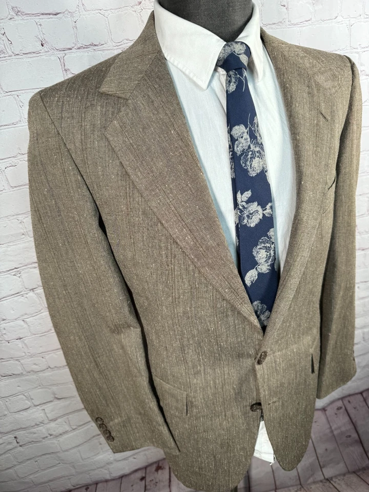 Vintage WARREN SEWELL Mens Brown Wool Flat Front 2pc Suit 40R Jacket 34x28 Pant - Image 4 of 4