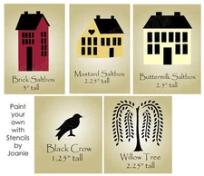Stencil Joanie Saltbox House Folk Art Prim Crow Willow Tree Country DIY Sign