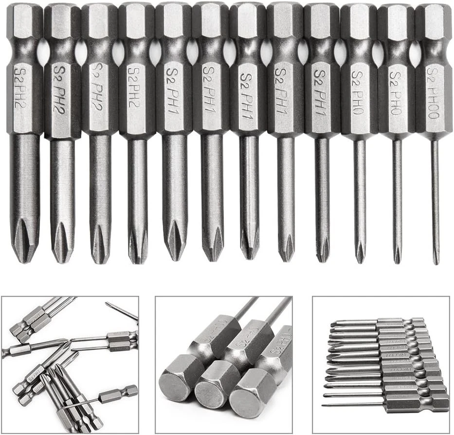 Phillips Cross Screwdriver Bits 12 Pack 2 Inch Magnetic S2 Steel Drilling - Image 4 of 4