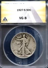 1927-S 50c Silver Walking Liberty Half-dollar VG 8 ANACS # 7810208 + Bonus
