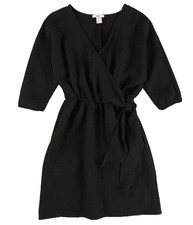 bar III Womens Faux Wrap Surplice Dress, Black, Small