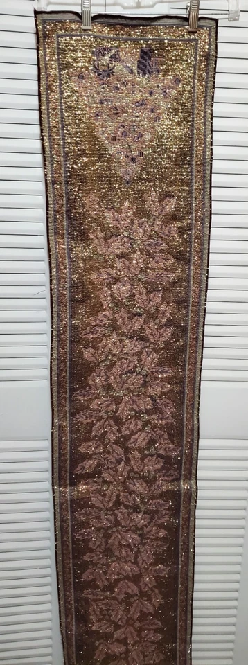 复古 Gobelin 风格挂毯桌旗圣诞树人造金色刺绣 — 第 3/4 张图片