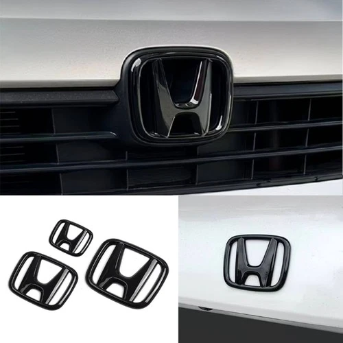 3PCS For 2022-UP Civic 11th Glossy Black Front Griile Emblem Rear Badge - product listing photo