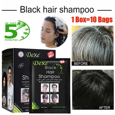 10x DEXE Black Hair Shampoo Instant 5-Min Hair Color Dye Natural Organic Repair