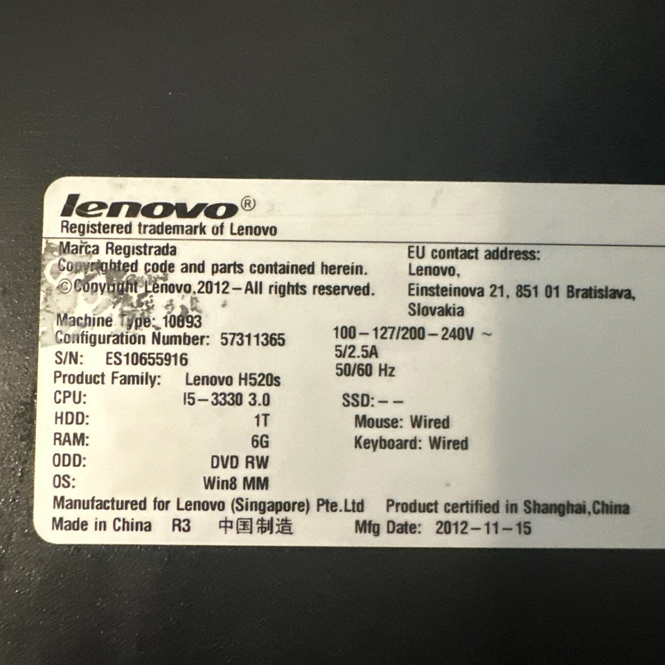 Lenovo H520S i5-3330 3.00GHz 6GB 1TB HDD DVDRW & H500S 500GB HDD 4GB - READ 👀!! - Image 2 of 4