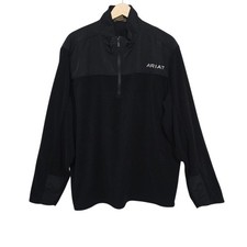 ARIAT Mens Black Fleece 1/4 Zip Pullover Sweatshirt Long Sleeve Size XL
