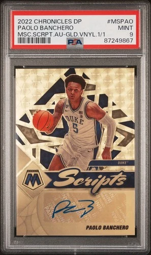 2022 Panini Draft Mosaic Scripts Auto Paolo Banchero Gold Vinyl 1/1 PSA 9 RC