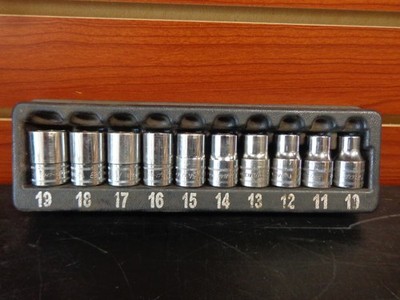 Snap On 310TWMYA-1/2'' Dr 10 Pc Metric Shallow 6Pt Chrome Socket Set (10mm-19mm)