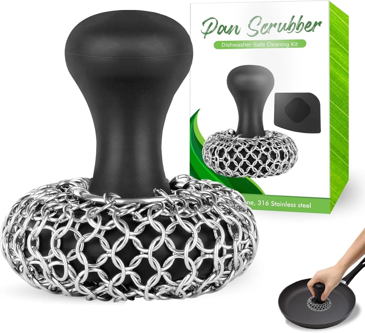 Pan Scrubber | Dish Scouring Pad Dishwasher-safe Cleaning Kit | C