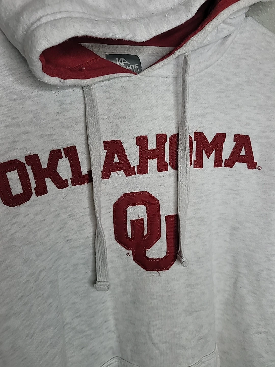 VETEMENTS Oklahoma O U Felpa con Cappuccio Uomo M 38 40 Grigio e Rosso KA Abbigliamento da Notte