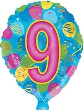 Balloons  Streamers Number 9 Junior Shape 18" Foil Balloon Non-Packaged 