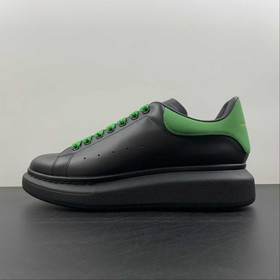Alexander McQueen Oversized Low Top Black Vivid Green Leather Platform Trainers 