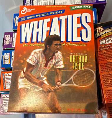 General Mills Wheaties Arthur Ashe 75 Years of Champions 1924-1999 Cereal Box