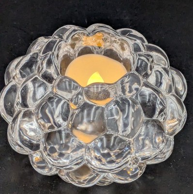 Orrefors Crystal Raspberry Bubble Anne Nilsson Votive Candle Holder Art Glass