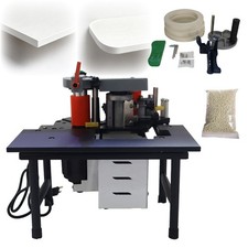 Woodworking Edge Banding Machine w Double-sided Gluing Bevel Edge Sealing 110V