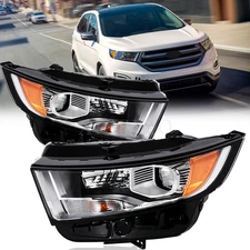 Halogen Projector Headlights For Ford Edge SE SEL Titanium 2015-2018 LH+RH Pair