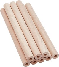 OLYCRAFT 8Pcs Hollow Wood Sticks Rubber Dowel 11.8x1 Inch 
