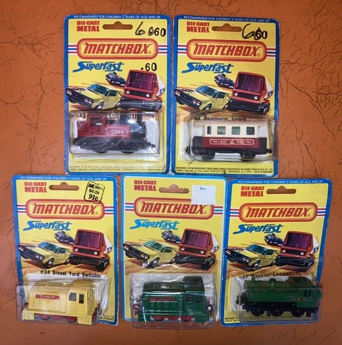 1970's MATCHBOX SuperFast TRAIN Lot LESNEY Vintage Coach Diesel Locomotive NOS