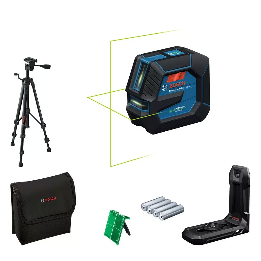 Laser vert BOSCH GLL 20-22 G haute visibilité avec trépied de nivellement précis