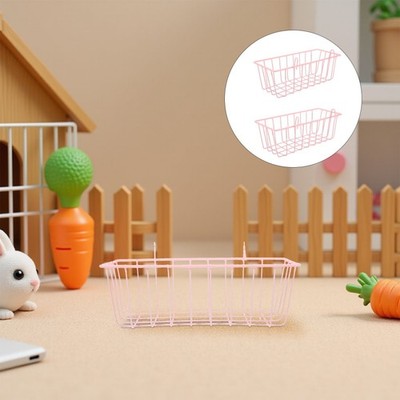 2pcs Bunny Hay Feeder: Small Animal Hay Rack Grass Food Holder - Metal Frame