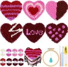 6 Pcs Valentine's Day Punch Needle Coaster Kit Embroidery Kits Punch Needle Set