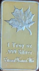 Esteemed Treasures Mint Canadian Maple Leaf Bar 1 Oz .999 Fine Silver Art Bar