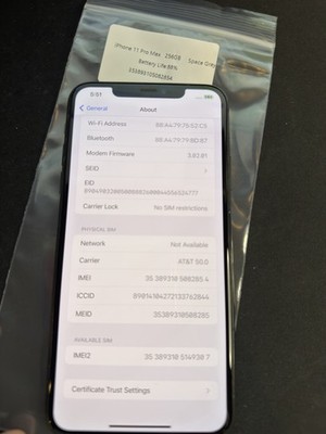 iphone 11 pro max 256gb unlocked 88% Battery