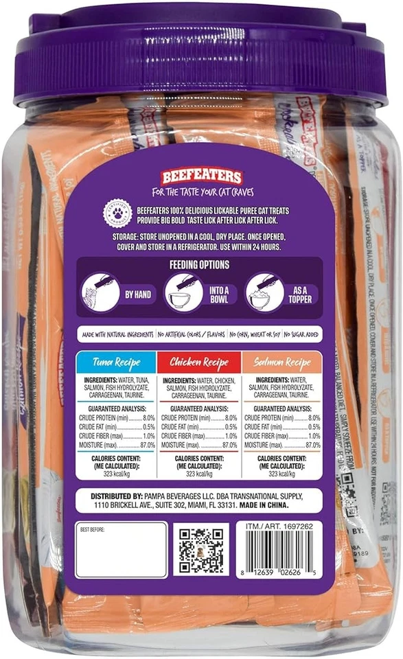 (2 PACK) Beefeaters Gourmet Cat Treats Puree Variety Salmon Tuna Chicken - Image 3 of 4